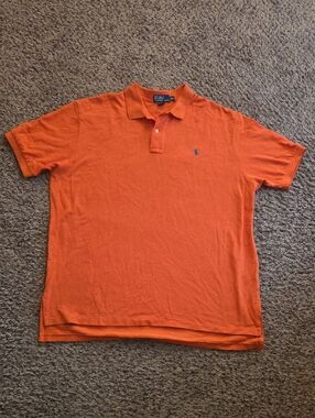 Ralph Lauren Men's Polo Shirt in Orange with Blue Pony
